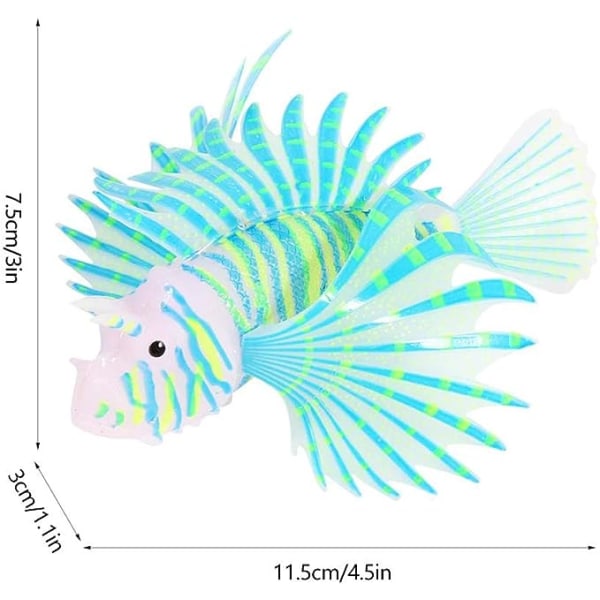 Kunstig Glødende Lionfish Lysende Falsk Fisk Akvarium Fiskedam Landskap Ornament Glød Simulering Dyr Dekorasjon (Blå)