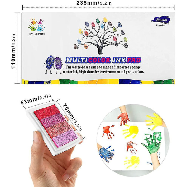 24 farger blekkpute sett, fingeravtrykk blekkpute giftfri vaskbar blekk stempel pute