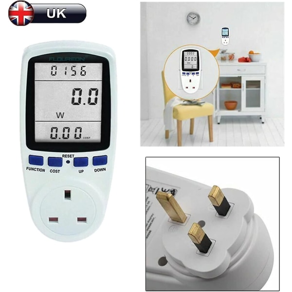 Elförbrukningsmonitor, Elförbrukningsmätare Energiförbrukningsmonitor Timer Plug Watt Kwh Analysator Plug-in Med Lcd-Displa