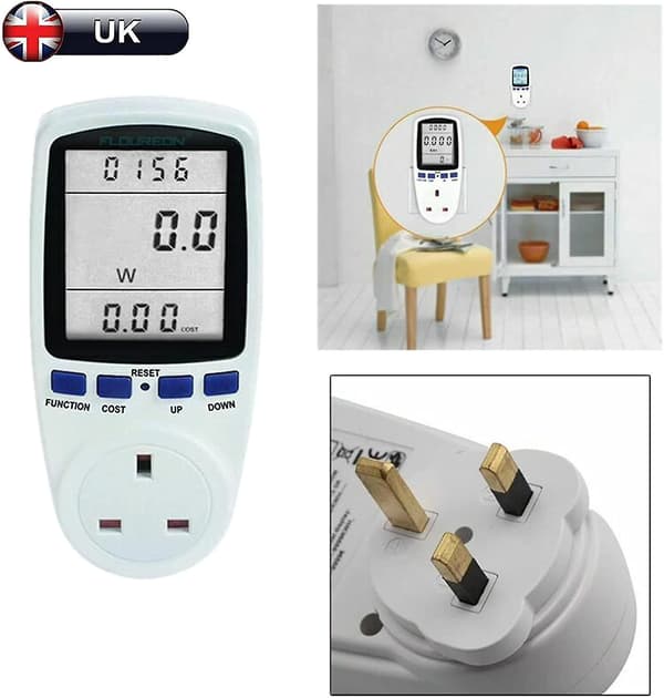 Strømbruksmonitor, strømforbruksmåler Energiovervåkingstimer Plug Watt Kwh Analyzer Plug-in med Lcd-skjerm