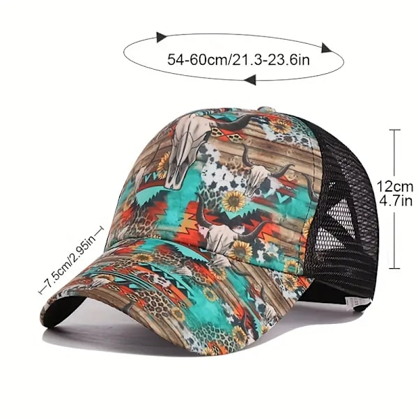 Kvindernes Solsikke Print Åndbar Baseball Cap, Letvægts Justerbar Trucker Cap til Golf, Sport og Solbeskyttelse