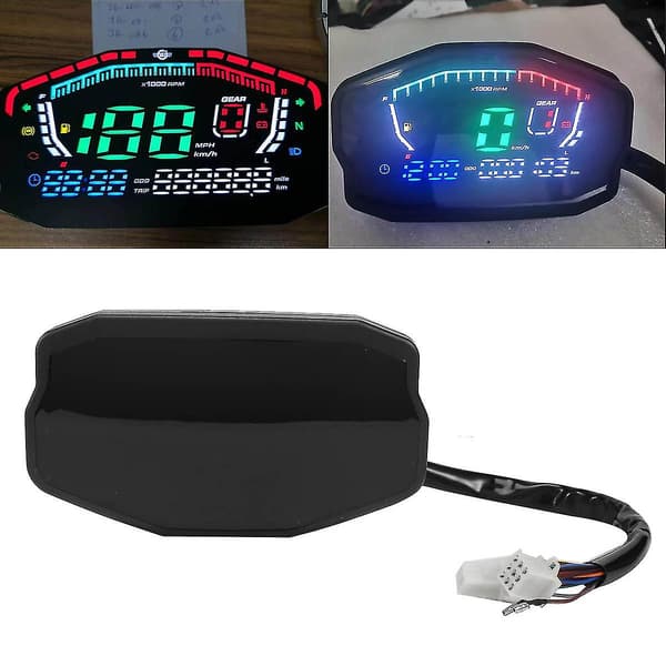 Motorcykel Universal LCD Display Tacho Vandtermometer Digital Speedometer Brændstofmåler Display