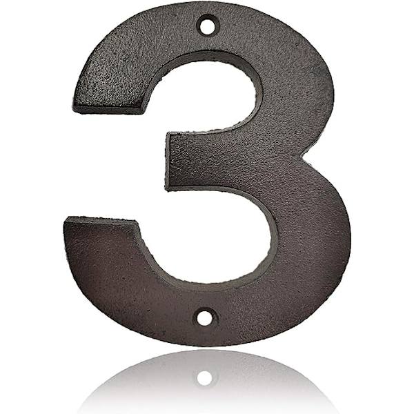 Gjutjärnshusnummer - 4,9 tum höga adressnummer/brevlådenummer, Nummer 3