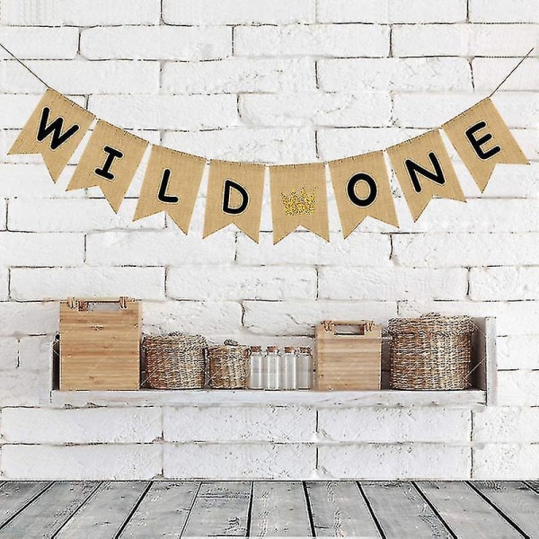 2,8 m Wild One Banner Bursdagspynt Baby Shower Hengende Flagg Bunting Banderoler