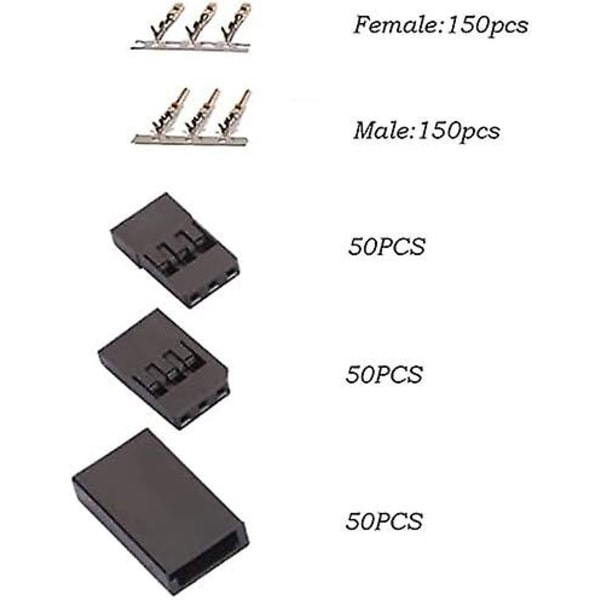 3-polet Jr Servo-stik, 270 stk. Servo-stik Servo-kabel Stik-sæt Han Hun + 5m Servo-kabel Til Futaba-stil Servo C