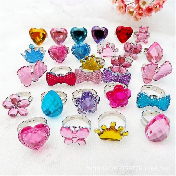 Nydelige ringer jenter plastfingerring 12/24/36 stk søte smykker til barn(størrelse: 24)