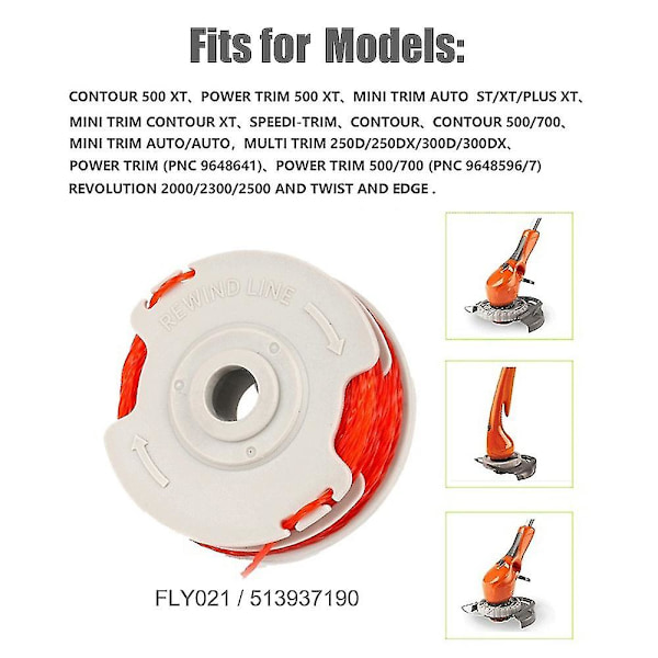 4pack Fly021 Strängtrimmer Spol Linje För Flymo Sladdlösa Trimmers