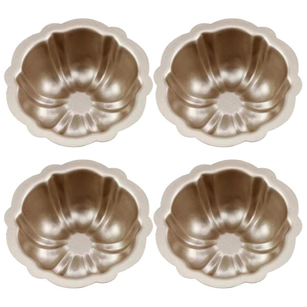 4 st Icke-klibbiga Muffinsformar Guld DIY Pumpaformad Kakform Våfflad Kolstål