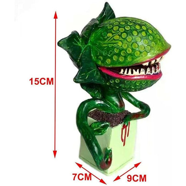 Gyser Piranha Blomsterhave Statue Kannibalplante Figurer Kunstige Chompers Ligblomst Harpiks Skulptur Halloween Scary Props til Indendørs Udendørs