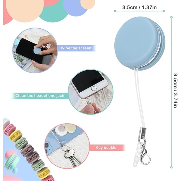 8 kpl Macaron-puhelimen näytönpuhdistus, Macaron-puhelimen näytönpyyhe, Puhelimen näytönpuhdistustyökalu, Kannettava puhelimen näytönpyyhe Riippuva avaimenperä