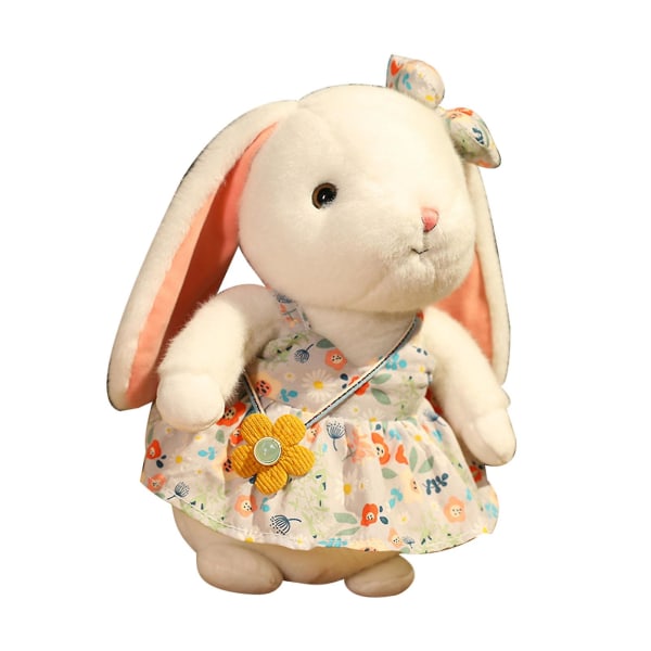Bunny Plyschleksak Mjukt Bekvämt Plyschtyg Full Fyllning Pp Bomull Vit Bunny Doll Med Blommig kjol Gul 30cm/11.8in Blue 30cm