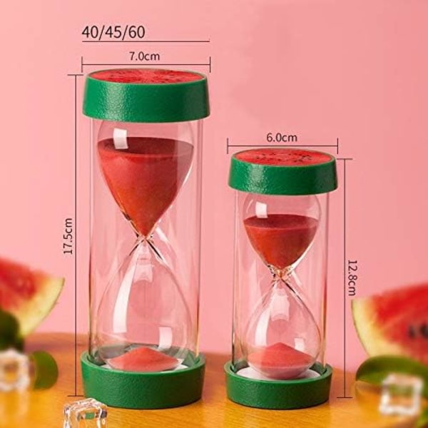 Timeglas Frugt Design Klart Glas Ornament Timeglas Sand Timer Stueindretning Hjemmeindretning (Farve: Vandmelon, Tid: 60 minutter)