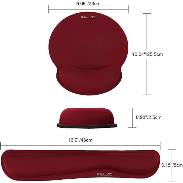 Näppäimistörannetuki ja hiiren alusta, mukava muistivaahtopehmuste, liukumaton kumialusta ja ergonominen muotoilu PC:lle