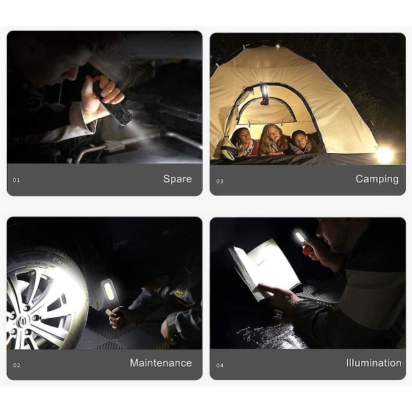 Genopladelig LED-arbejdslampe, 2-i-1 inspektionslampe, 360 graders rotation