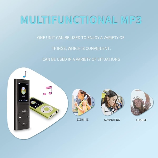 Mp3-soitin, häviötön äänenlaatu kannettava MP3-soitin kuulokkeilla, 1,8 tuuman LCD-näyttö digitaalinen musiikkisoitin