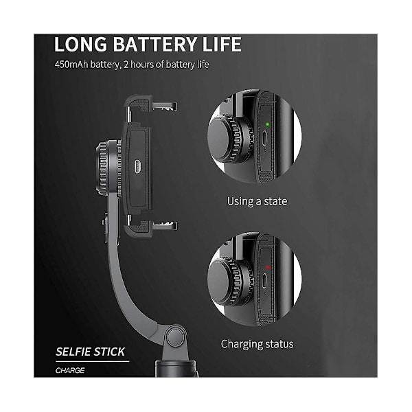 Gimbal Stabilisator Selfie Stick Foldbar Trådløs Stativ Med Bluetooth Udløser Monopod Til Ios Og Android