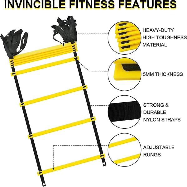 Träningsstege 6m Agility Ladder Speed ​​Träning Fotbollsstege 12 steg Fotboll Speed ​​Träningsstege Agility Speed ​​Training Eq