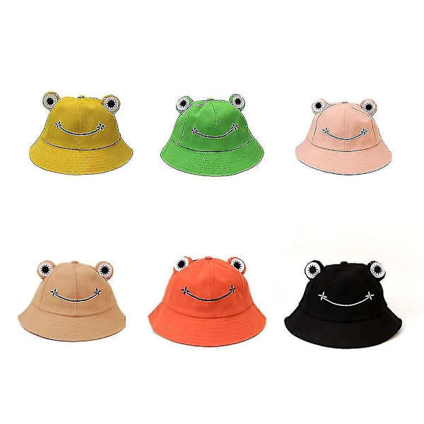 Tegneserie Frø Spand Hat, Unisex Sommer Sol Hat Til Voksne, Foldbar Bred Skygge khaki