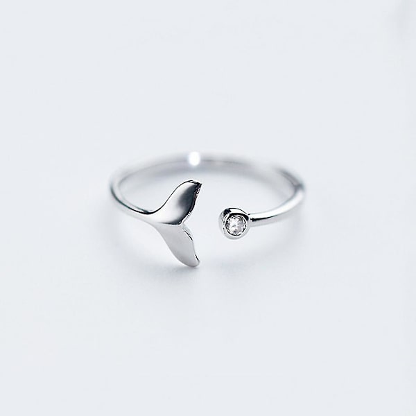 Enkel Hvalhale Enkel Ring 925 Sterling Sølv Solid Ring Justerbar Ring