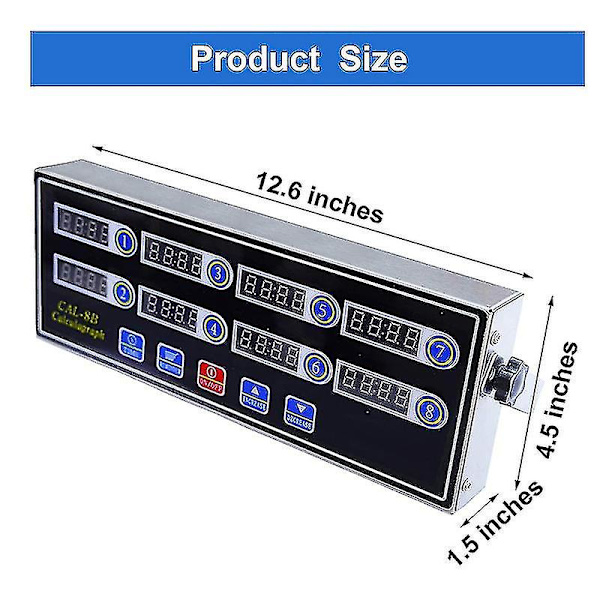 Kommerciel 8-kanals digital køkkentimer, rustfrit stål Calculagraph timer med alarm, ur
