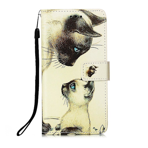 Kompatibel med iPhone 12 Mini Etui Læder Flip Pung Cover Med Kortspor Holder Kickstand Mønster - To Katte