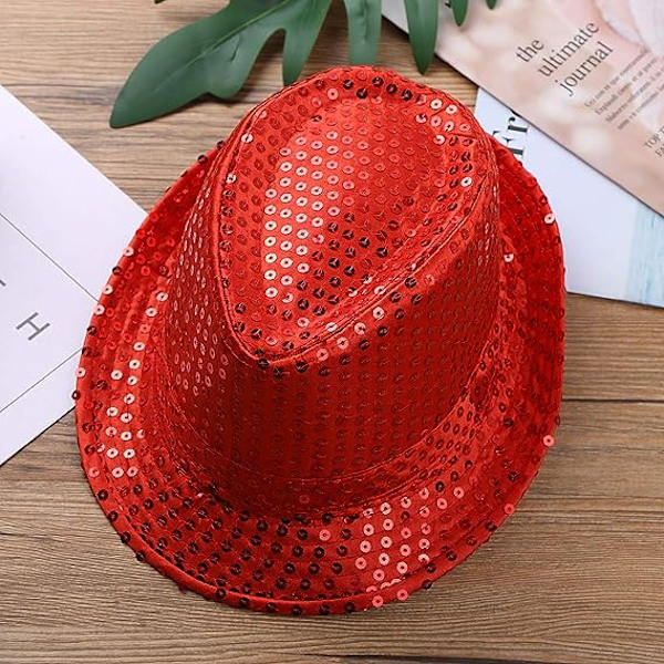 Barn Pojkar Flickor Paljetter Fest Fedora Hatt Jazz Hip Hop Dans Kostym Funky Disco Glitter Mössa Tillbehör