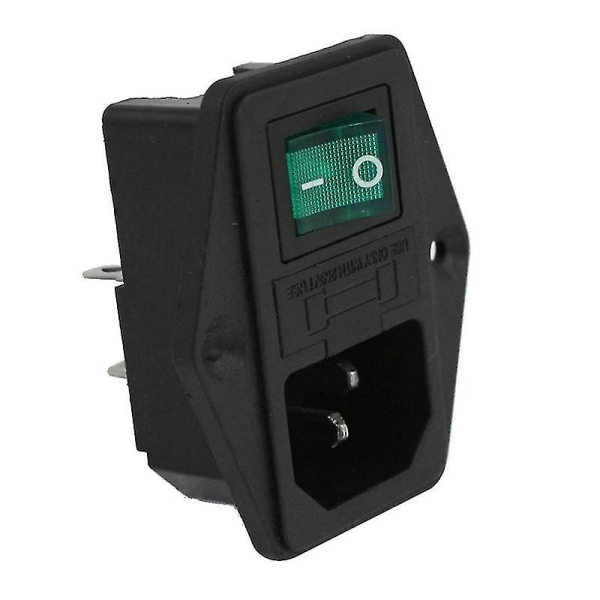 AC 10A 250V IEC320 C14 Innløpsmodul med neonlampe vippebryter og sikringsholder