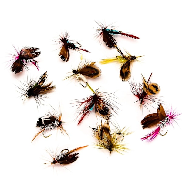 48 kpl perhokalastusviehettä kuivakärpäsiä koukut karppi taimen talvi Pesca
