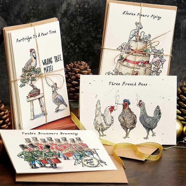 12 Chic Julkort - 12-dagars set med kuvert - Perfekt present