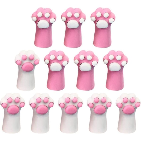 Cat Paw Eraser Pencil Toppers 12 stykker Crday Animal Pencil Erasers Pencil Top Erasers