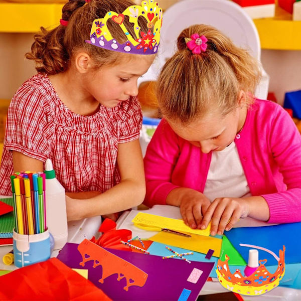 Prinsessan Tiarat käsityö, 8 kpl Lasten DIY Huopa Kruunut Syntymäpäiväjuhlat Tiarat Tee Omat Kruunut Tytölle Prinsessan Syntymäpäiville