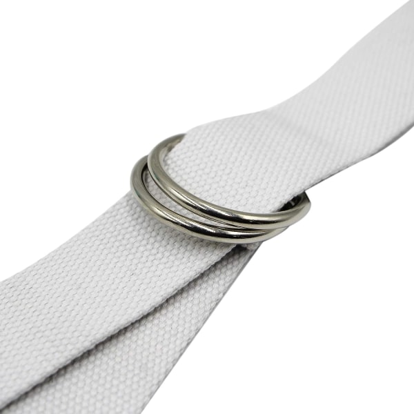 canvas mesh dobbel D-ring rutet linning sølvspenne langt belte for kvinner, menn, tenåringer