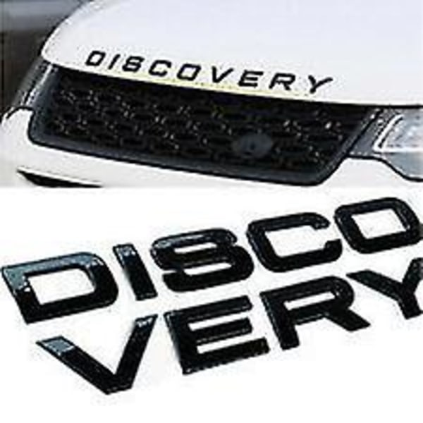 Glanssvart Discovery Land Rover Letters Sticker Stick On Emblem Badge För Front Grill Motorhuv Badge Emblem eller Bakre