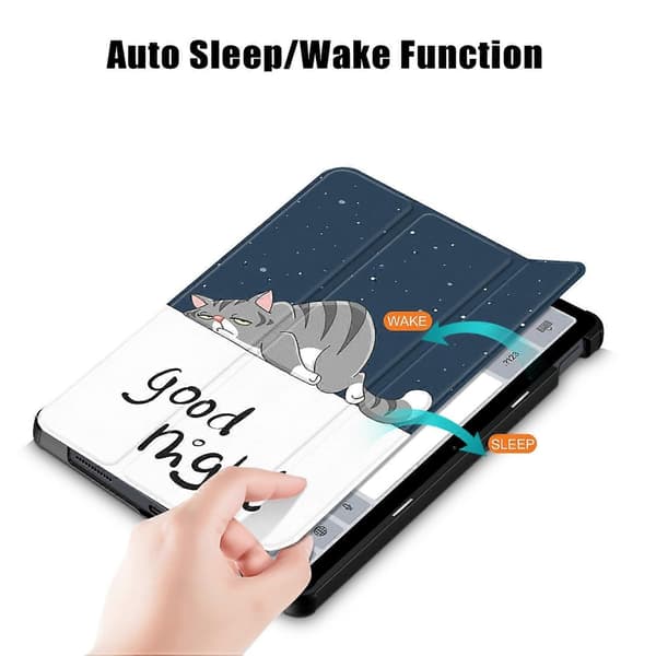 Til Xiaomi Redmi Pad SE Tri-fold Stand Tablet Cover Mønstertryk PU Læder Tablet Cover - Kat Cat