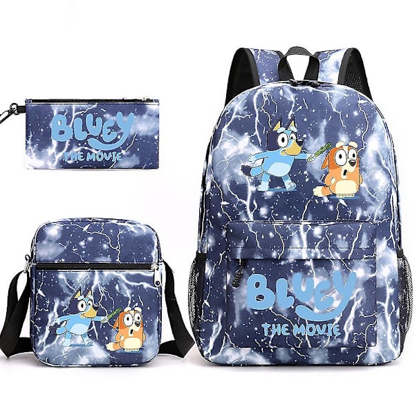 Bluey kolmiosainen koululaukku Lightning Blue 2