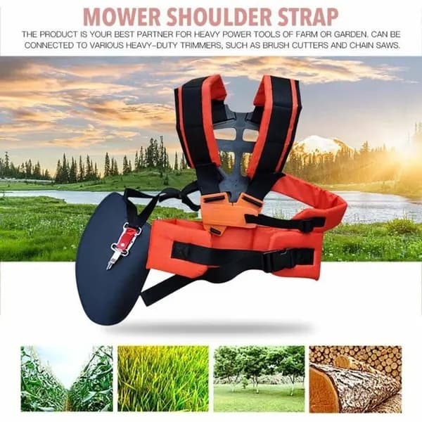 Adjustable Double Padded Harness for Brush Cutter, Lawn Mower (Red)