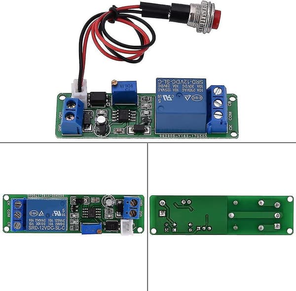 DC 12V Timer-omkopplingsmodul, Högprecisions Justerbar Fördröjningstimer Relämodul, Tidsintervall 1~10 sekunder