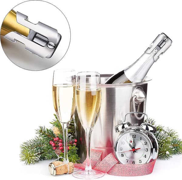 2-pack Acsergery Champagnekorkar i rostfritt stål, vakuumförseglade flaskkorkar, present