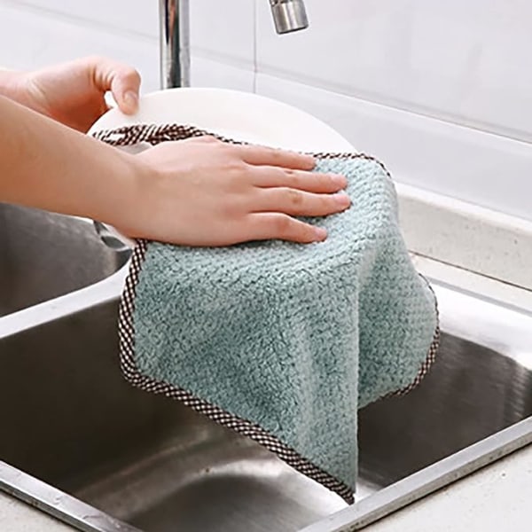 10 STK Kjøkkenvaskefiller kan henges Coral Velvet filler Kjøkkenrengjøring skureputer filler Absorberende fortykket rengjøringsfiller Kjøkkenskrubbebørste wi