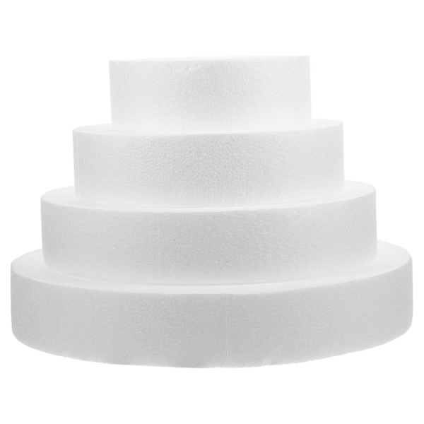4 stk hvite kakeunderlagsett Kake skumrunde Kake dummy skum Styro kake dummies Runde kake skum Øvelse Styrofoam dummies
