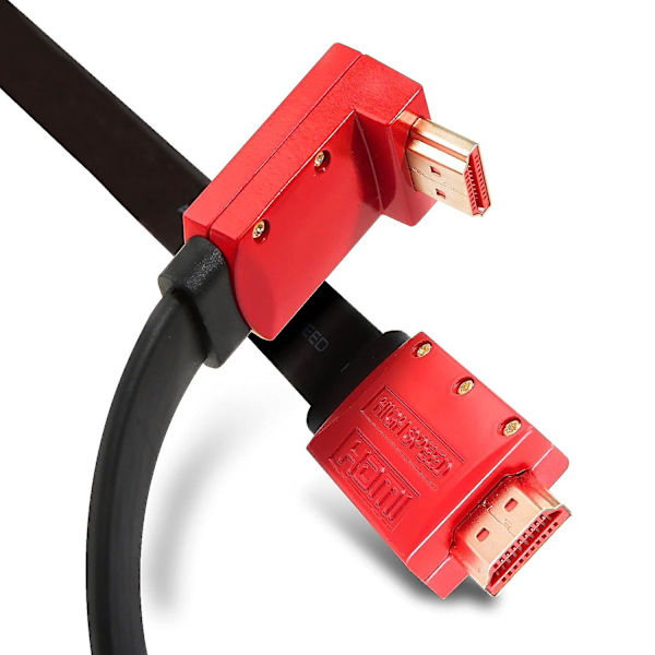 Fladt Hdmi-kabel [4m ledning] lige/vinklede tv-stik Ultra High-speed 18gbps V2.0 understøtter 4k Hdr 60fps, Uhd 2160p/1080p, Sky