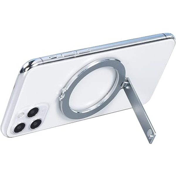 Magneettinen matkapuhelinteline iPhone 12/13:lle Magneettinen puhelinteline Monitoiminen pöytäteline Taitettava kannettava (hopea)