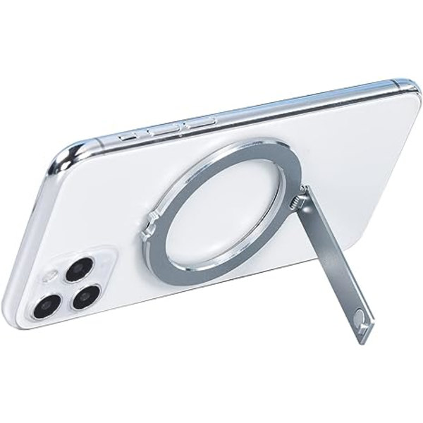 Magnetisk Mobiltelefonhållare för iPhone 12/13 Magnetisk Telefonhållare Multifunktionell Skrivbordsställ Vikbar Bärbar (Silver)