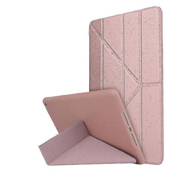 Pu + deformerat case med roséguldstativ för Apple Ipad 10.2 (2019)