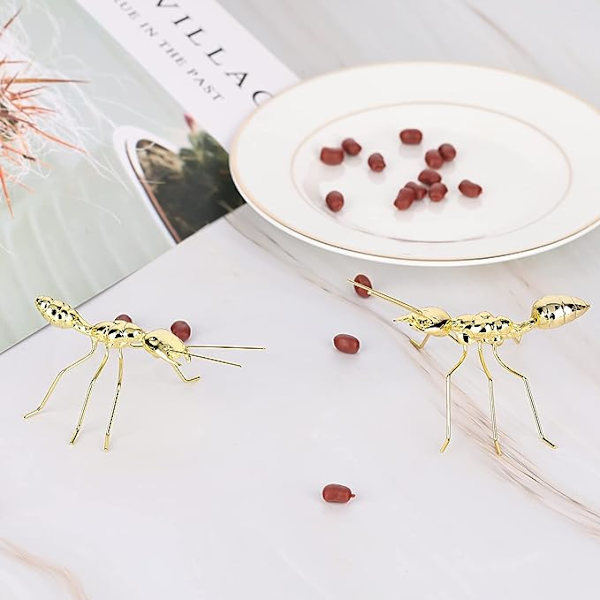 Guld Dyrefigurer Mini Myre Statue, Havekunst Messing Dekoration Dyr og Insekter, Hjem Hylder Dekoration Accenter Metal Myrer, Til Skrivebord, Spisebord, Tekop