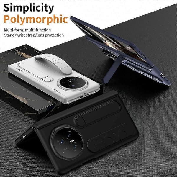 Til Honor Magic V5 5G etui med støtteben og håndledsrem, hårdt PC-telefoncover White