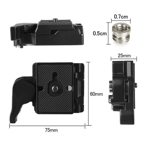 Kamera 323 hurtigutløserplate med Qr-klemme og 1/4'' til 3/8'' skrueadapter kompatibel