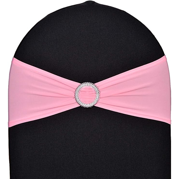 10 stk. Pink Stretch Stolestol Bånd Elastiske Monterede Stolebetræk Spandex Bånd med Spænde til Brudebruser Bryllupsfest Dekoration Fødselsdag