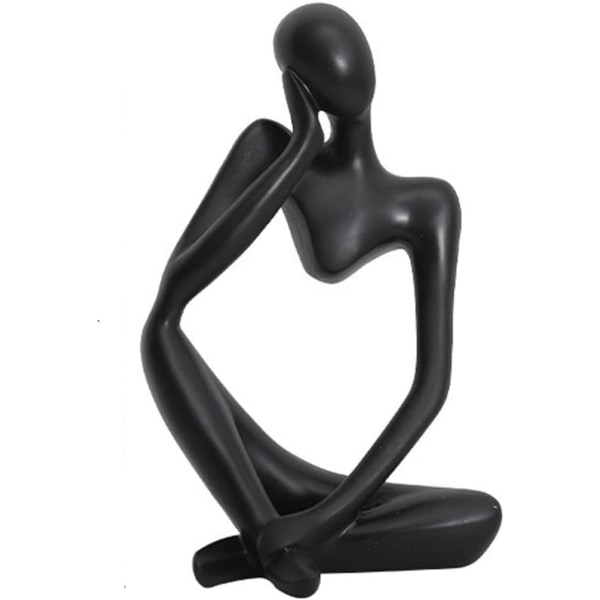 Mini Thinker Skulptur Ornament Harts Svart Modern Abstrakt Skulpturer Skrivbordsdekorationer för Hem Vardagsrum Kontor,22*13cm