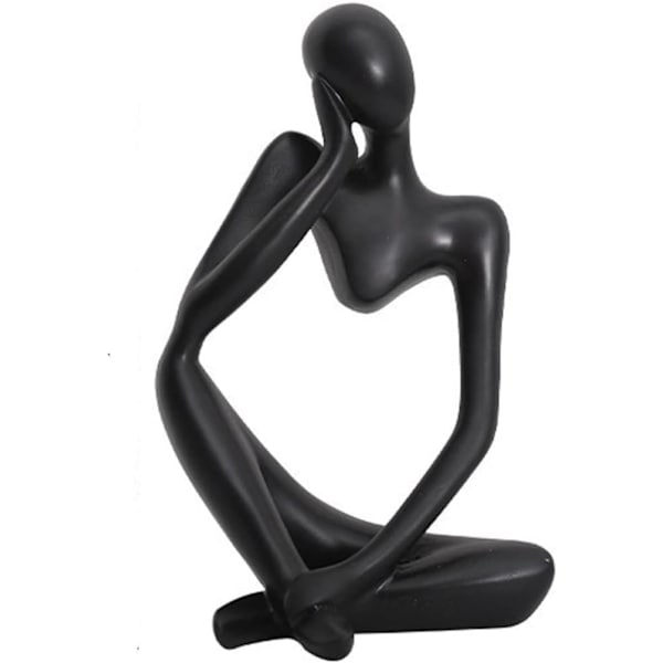 Mini Thinker Skulptur Ornamenter Resin Svart Moderne Abstrakte Skulpturer Skrivebordsdekorasjoner for Hjem Stue Kontor, 22*13cm